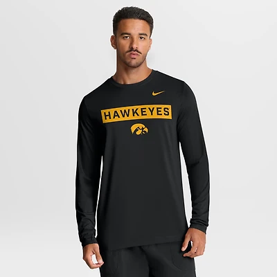 Men's Nike Black Iowa Hawkeyes Primetime Campus 2-Hit Legend Dri-FIT Long Sleeve T-Shirt