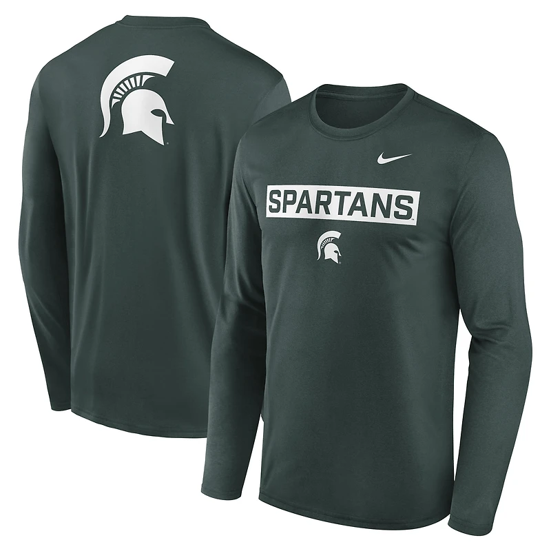 Men's Nike Green Michigan State Spartans Primetime Campus 2-Hit Legend Long Sleeve T-Shirt