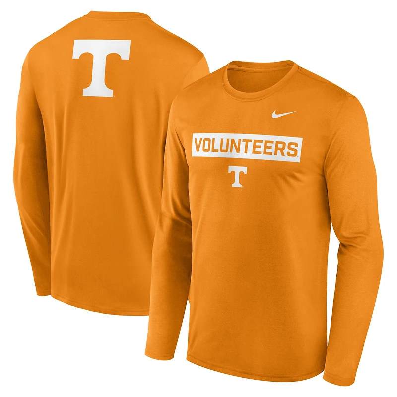 Men's Nike Tennessee Orange Volunteers Primetime Campus 2-Hit Legend Long Sleeve T-Shirt