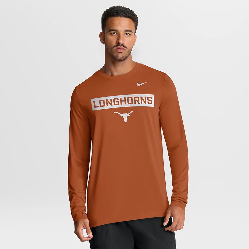 Men's Nike Burnt Orange Texas Longhorns Primetime Campus 2-Hit Legend Dri-FIT Long Sleeve T-Shirt