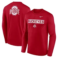 Men's Nike Scarlet Ohio State Buckeyes Primetime Campus 2-Hit Legend Long Sleeve T-Shirt