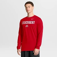 Men's Nike Scarlet Ohio State Buckeyes Primetime Campus 2-Hit Legend Dri-FIT Long Sleeve T-Shirt