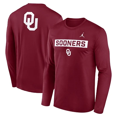 Men's Jordan Brand Crimson Oklahoma Sooners Primetime Campus 2-Hit Legend Long Sleeve T-Shirt