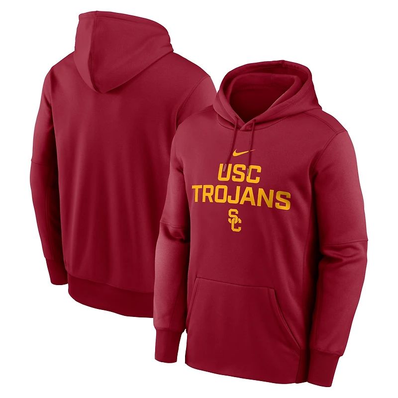 Men's Nike Cardinal USC Trojans Team Stacked Performance Pullover Hoodie