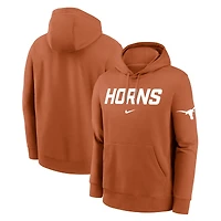 Men's Nike Texas Orange Longhorns Nickname Club Fleece Pullover Hoodie