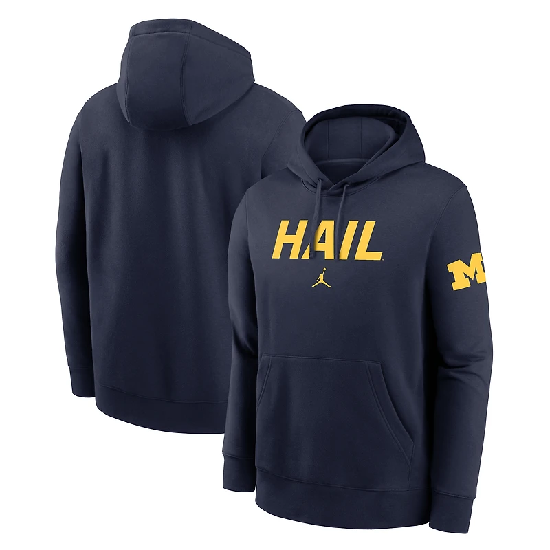 Men's Jordan Brand Navy Michigan Wolverines Nickname Club Fleece Pullover Hoodie