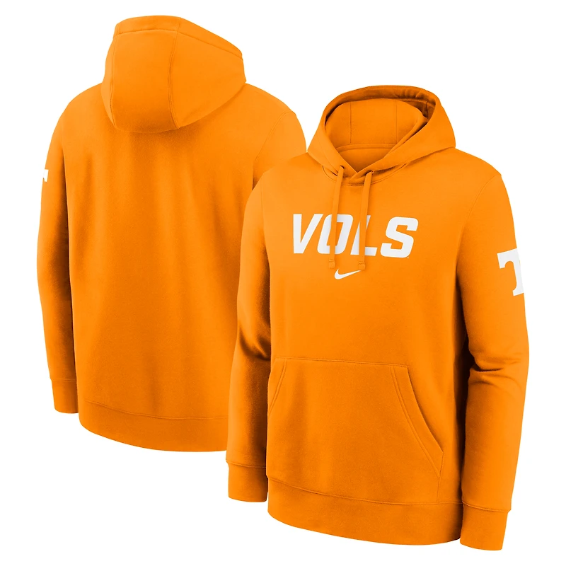 Men's Nike Tennessee Orange Volunteers Nickname Club Fleece Pullover Hoodie