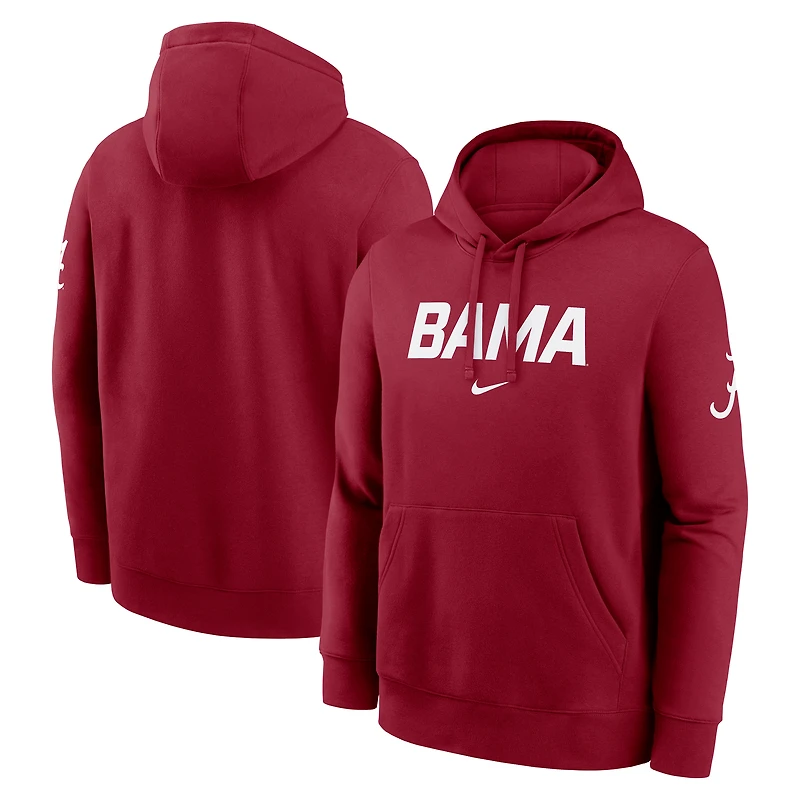 Men's Nike Crimson Alabama Tide Nickname Club Fleece Pullover Hoodie