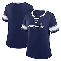 Women's Fanatics Navy Dallas Cowboys Redzone Draw Play Athena Lace-Up T-Shirt