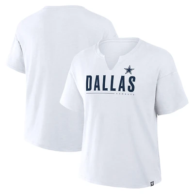 Women's Fanatics White Dallas Cowboys Redzone Slub Boxy T-Shirt