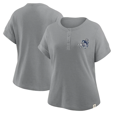 Women's Fanatics Heather Gray Dallas Cowboys Oversized Hometown Premium Henley Shirt