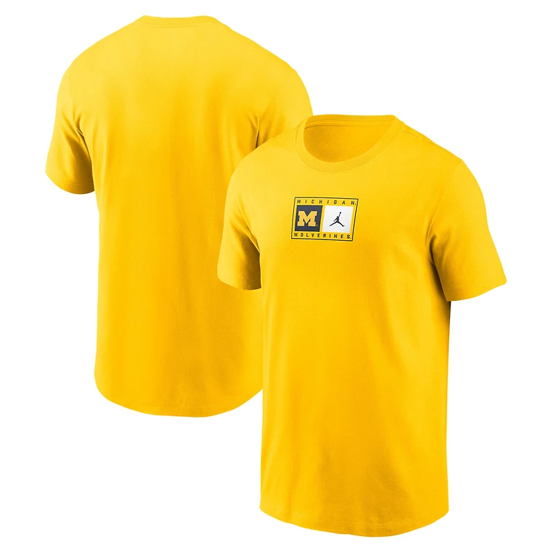 Men's Jordan Brand Maize Michigan Wolverines Campus Logo Swoosh T-Shirt