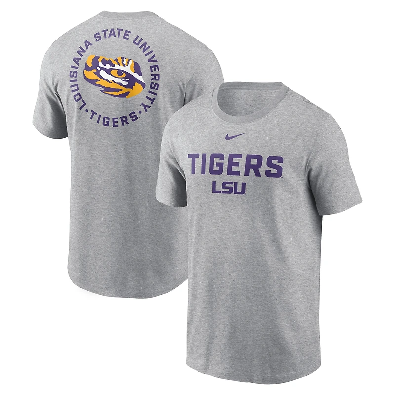 Men's Nike Heather Gray LSU Tigers Campus 2-Hit T-Shirt