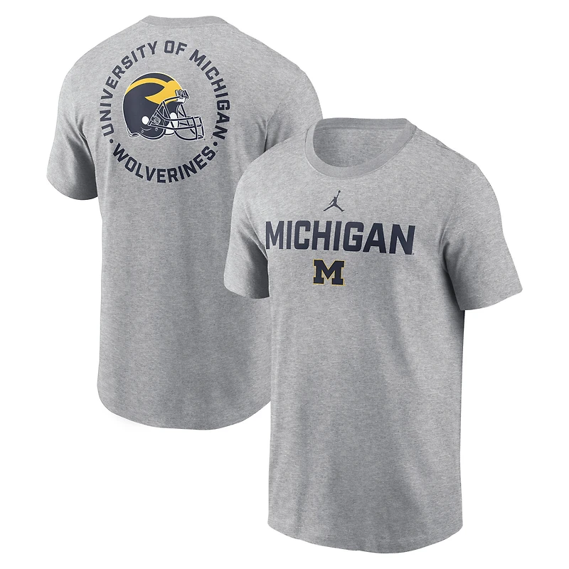 Men's Jordan Brand Heather Gray Michigan Wolverines Campus 2-Hit T-Shirt