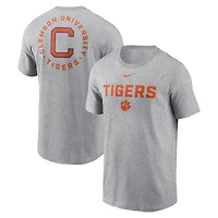 Men's Nike Heather Gray Clemson Tigers Campus 2-Hit T-Shirt