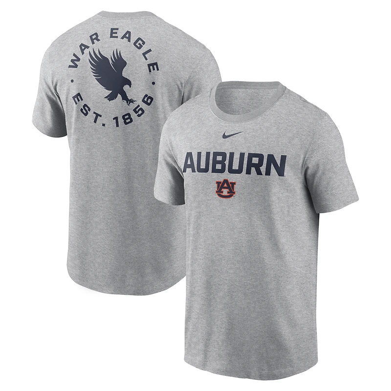 Men's Nike Heather Gray Auburn Tigers Campus 2-Hit T-Shirt