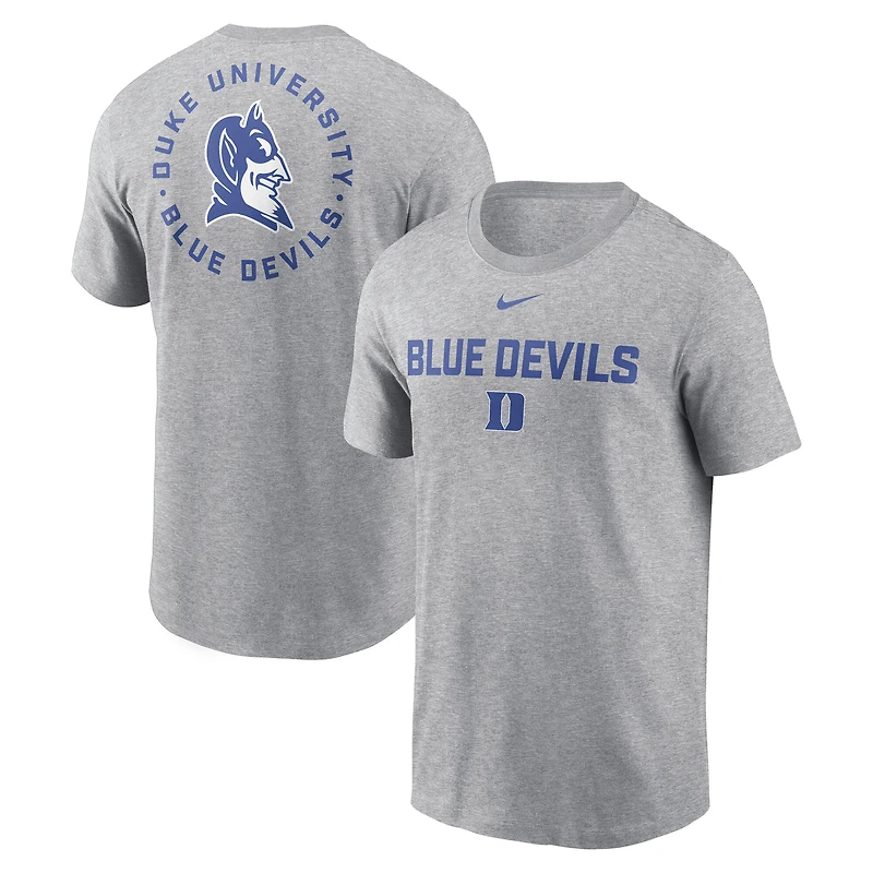 Men's Nike Heather Gray Duke Blue Devils Campus 2-Hit T-Shirt