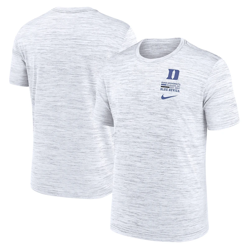 Men's Nike White Duke Blue Devils Velocity Stacked Performance T-Shirt