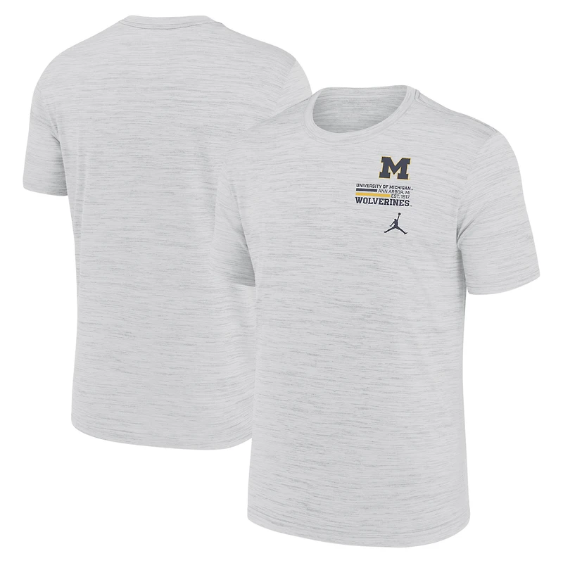 Men's Jordan Brand White Michigan Wolverines Velocity Stacked Dri-FIT T-Shirt
