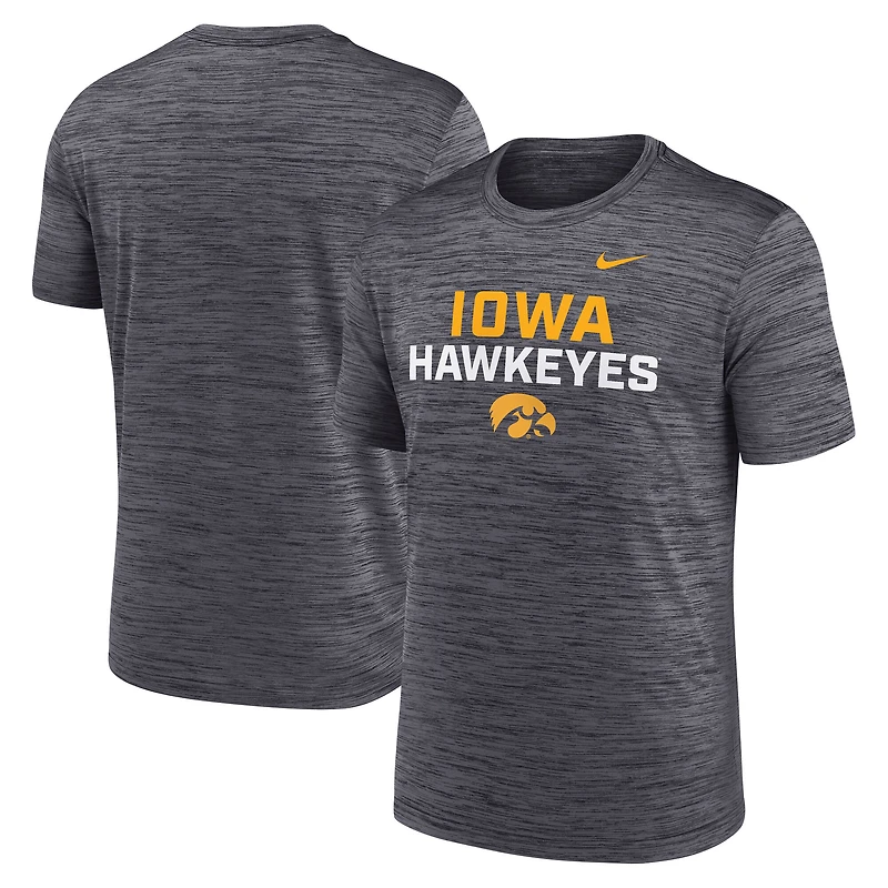 Men's Nike Black Iowa Hawkeyes Campus Center Stack Velocity Performance T-Shirt