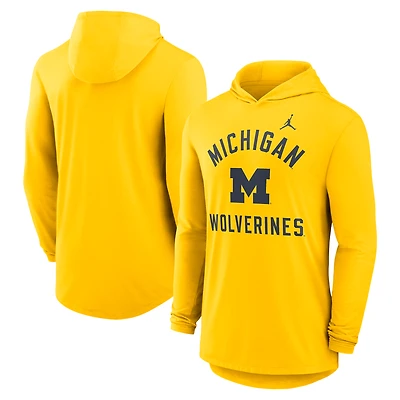 Men's Jordan Brand Maize Michigan Wolverines Classic Arch Tri-Blend Long Sleeve Hoodie T-Shirt