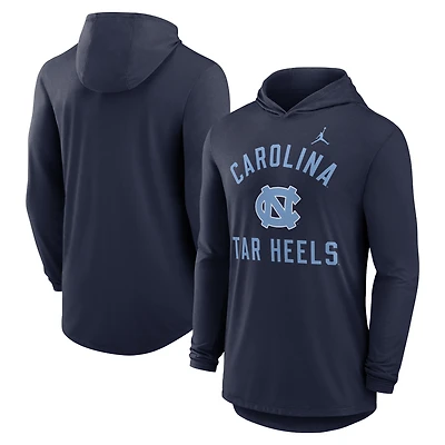 Men's Jordan Brand Navy North Carolina Tar Heels Classic Arch Tri-Blend Long Sleeve Hoodie T-Shirt