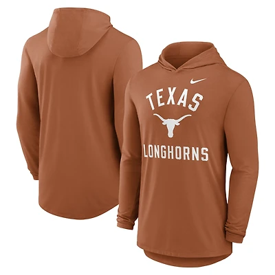 Men's Nike Burnt Orange Texas Longhorns Classic Arch Tri-Blend Long Sleeve Hoodie T-Shirt