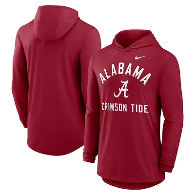 Men's Nike Crimson Alabama Tide Classic Arch Tri-Blend Long Sleeve Hoodie T-Shirt