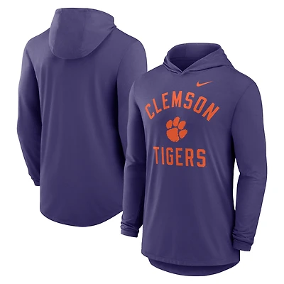 Men's Nike Purple Clemson Tigers Classic Arch Tri-Blend Long Sleeve Hoodie T-Shirt