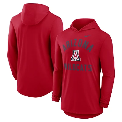 Men's Nike Red Arizona Wildcats Classic Arch Tri-Blend Long Sleeve Hoodie T-Shirt