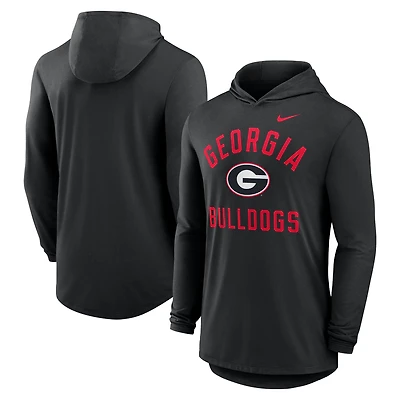 Men's Nike Black Georgia Bulldogs Classic Arch Tri-Blend Long Sleeve Hoodie T-Shirt