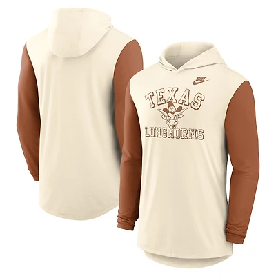 Men's Nike Natural/Texas Orange Texas Longhorns Legacy Color-Block Tri-Blend Dri-FIT Long Sleeve Hoodie T-Shirt