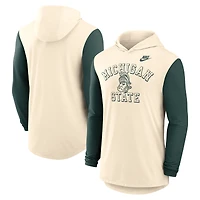 Men's Nike Natural/Green Michigan State Spartans Legacy Color-Block Tri-Blend Dri-FIT Long Sleeve Hoodie T-Shirt
