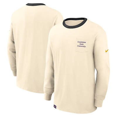 Men's Nike Natural LSU Tigers Athletic Prep Max90 Pocket Logo Long Sleeve T-Shirt