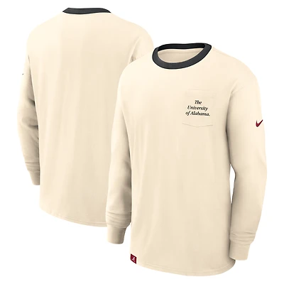 Men's Nike Natural Alabama Crimson Tide Athletic Prep Max90 Pocket Logo Long Sleeve T-Shirt