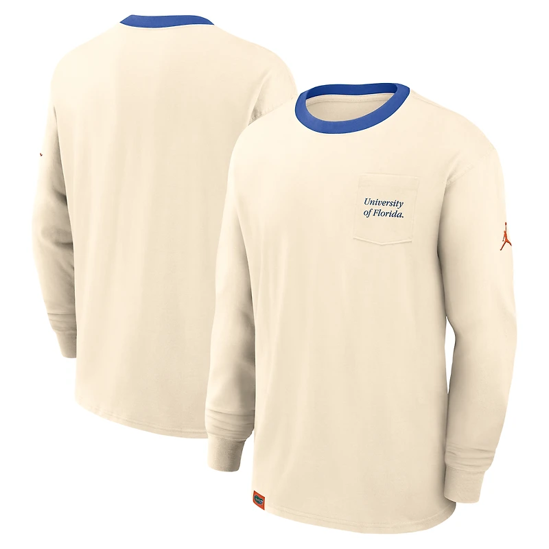 Men's Jordan Brand Natural Florida Gators Athletic Prep Max90 Pocket Logo Long Sleeve T-Shirt