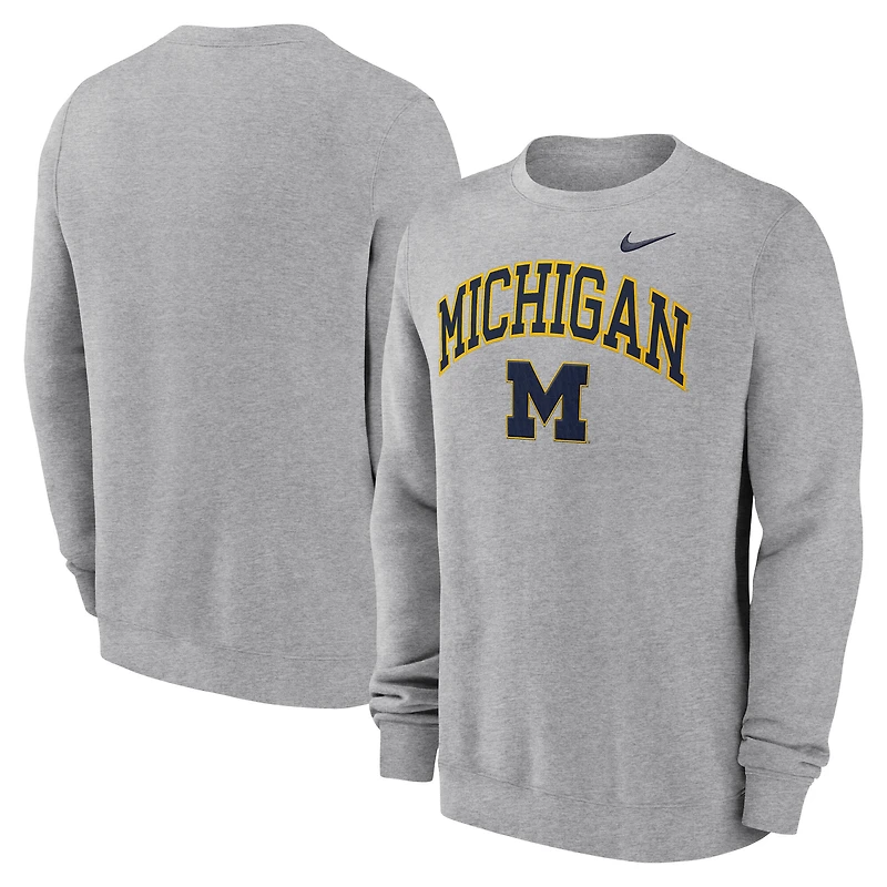 Men's Nike Gray Michigan Wolverines Arch Pullover Sweatshirt