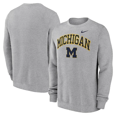 Men's Nike Gray Michigan Wolverines Arch Pullover Sweatshirt