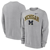 Men's Nike Gray Michigan Wolverines Arch Pullover Sweatshirt