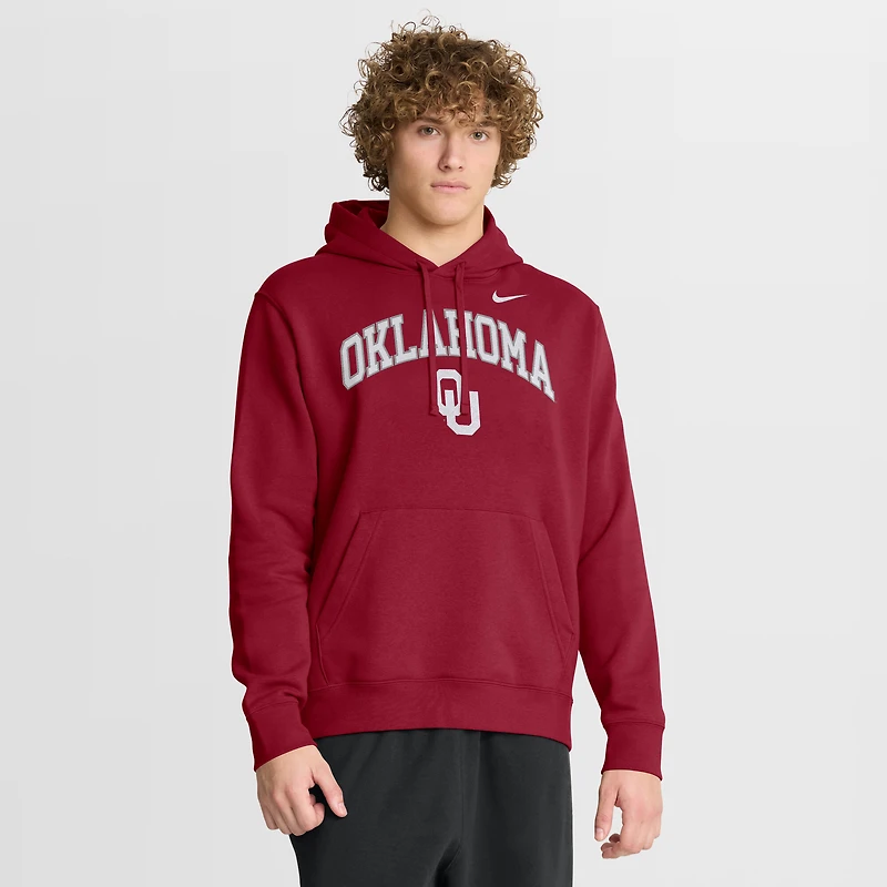 Men's Nike Crimson Oklahoma Sooners Club Fleece Arch Pullover Hoodie