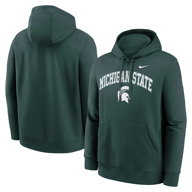Men's Nike Green Michigan State Spartans Club Fleece Arch Pullover Hoodie
