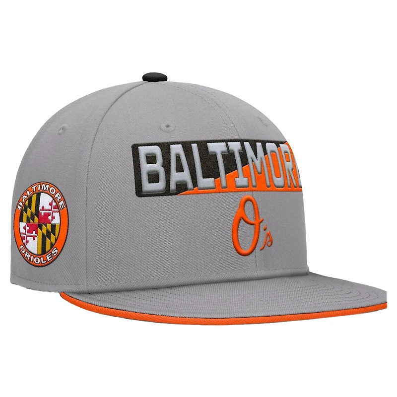Men's Fanatics Gray Baltimore Orioles Punchout Snapback Hat