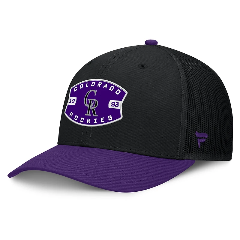 Men's Colorado Rockies Fanatics Black/Purple Cutoff Adjustable Trucker Hat