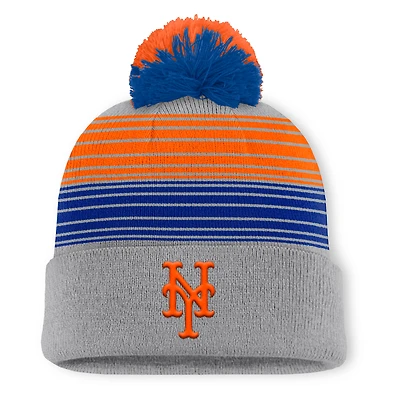 Men's New York Mets Fanatics Gray Balk Cuffed Knit Hat with Pom