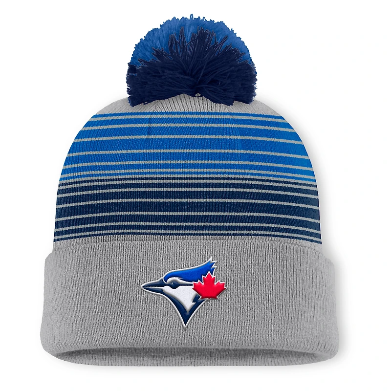 Men's Toronto Blue Jays Fanatics Gray Balk Cuffed Knit Hat with Pom