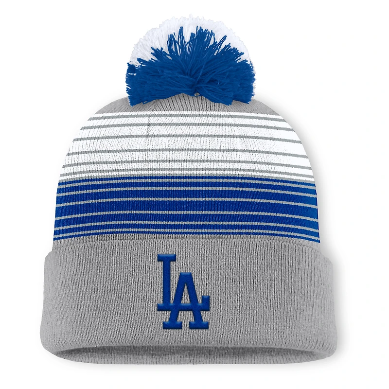Men's Los Angeles Dodgers Fanatics Gray Balk Cuffed Knit Hat with Pom