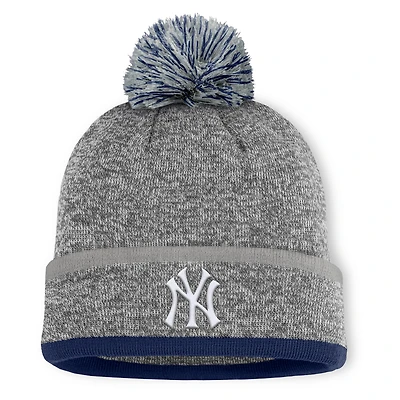 Men's New York Yankees Fanatics Heather Gray Backstop Cuffed Knit Hat with Pom