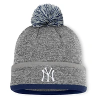 Men's New York Yankees Fanatics Heather Gray Backstop Cuffed Knit Hat with Pom