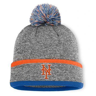Men's New York Mets Fanatics Heather Gray Backstop Cuffed Knit Hat with Pom