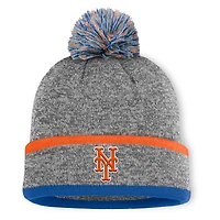 Men's New York Mets Fanatics Heather Gray Backstop Cuffed Knit Hat with Pom